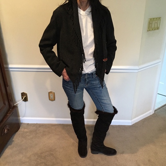 Armand Ventilo Charcoal Grey Fringe Jacket - Picture 4 of 5